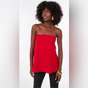 TUCKERNUCK
Strapless Red Crepe Marin Top with Satin Bow, NWT